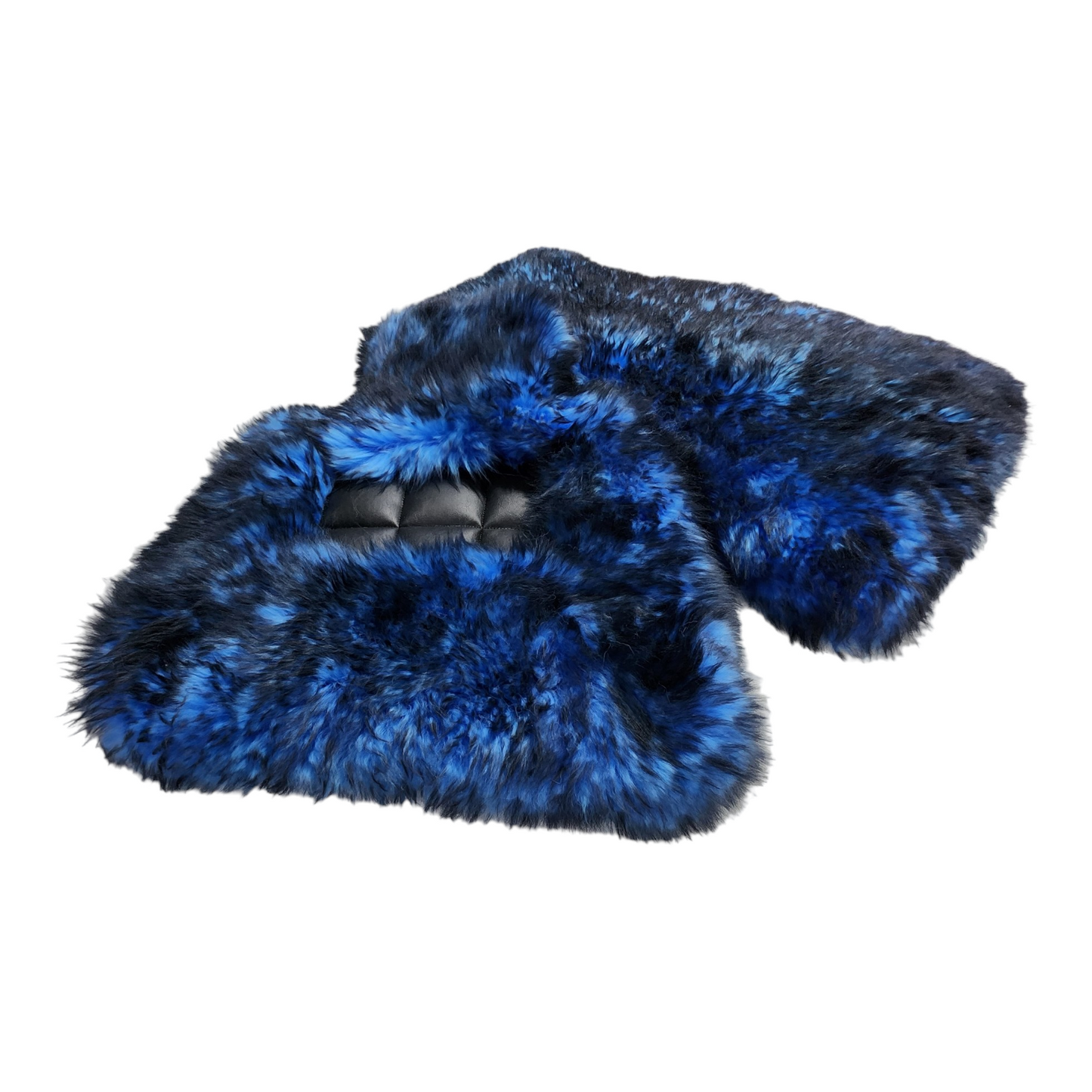 Mogul Mats Multi Color Sheepskin Floor Mats Shown in Blue w/ Black Tips