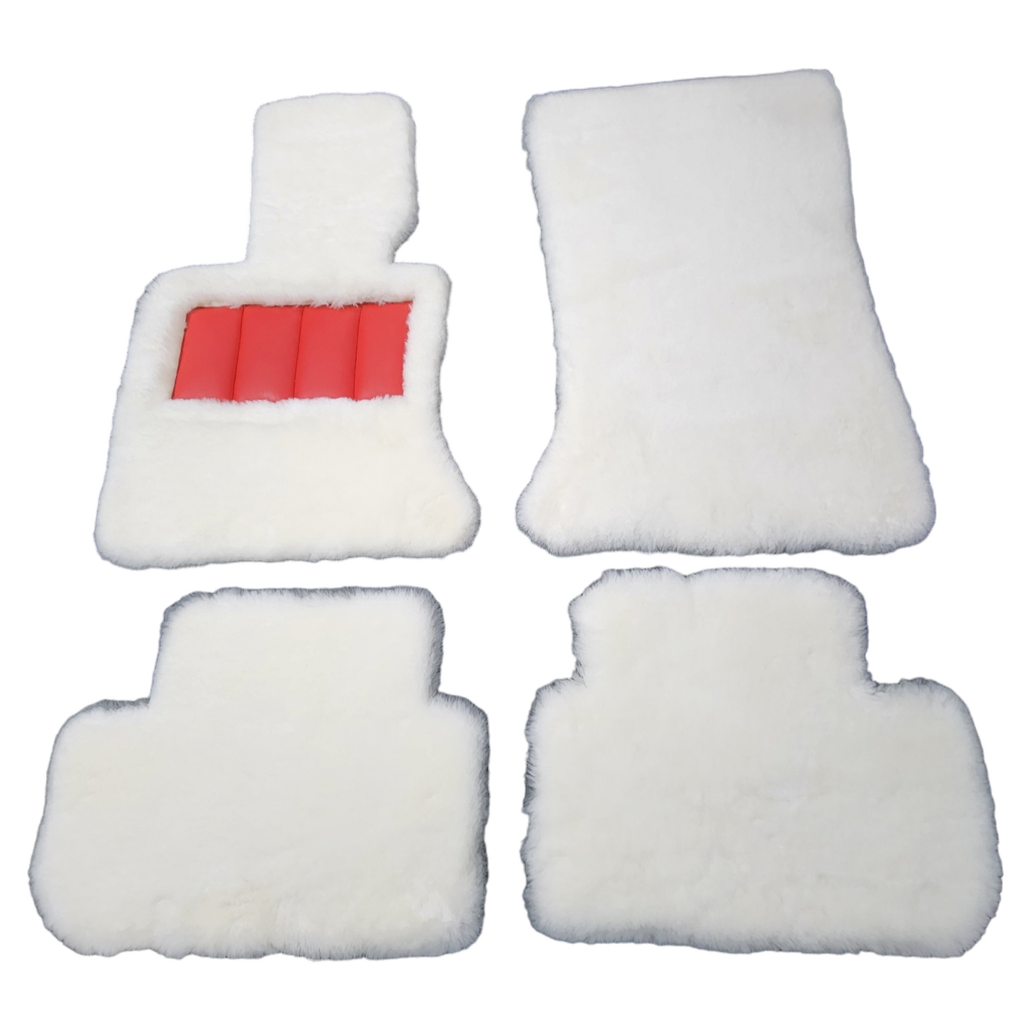 White Genuine Sheepskin Floor Mats Plush 1 Inch Thickness with Colored Heelpad