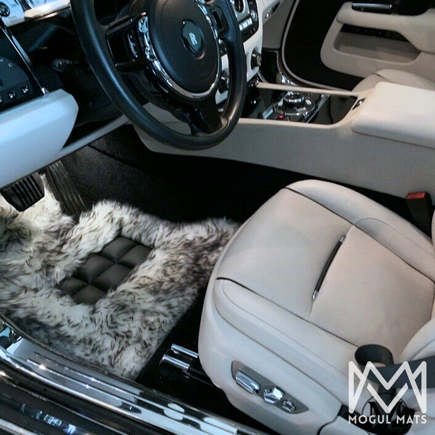 Mogul Mats Multi Color 4PC Sheepskin Floor Mats for Rolls Royce Cullinan